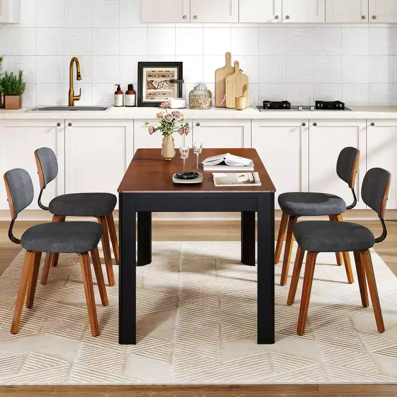 Costway Dining Chairs Set of 4 w/Curved Backrest Padded Seat for Dining Room Living Room
