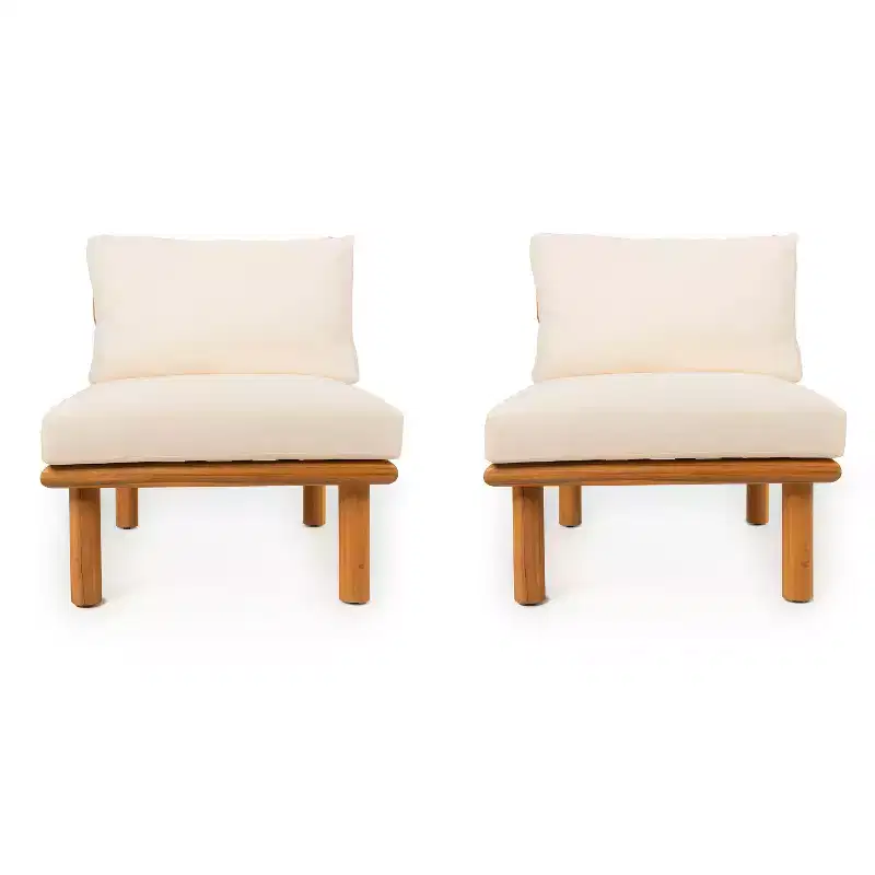 Christopher Knight Home Claire Modern Outdoor Acacia Wood Chair with Thick Cushions (Set of 2)