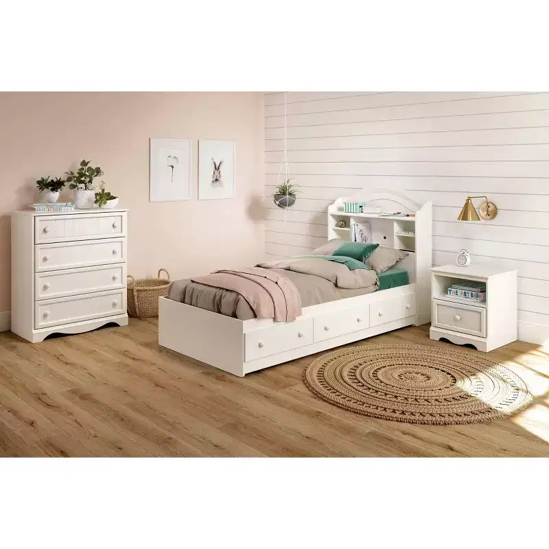 South Shore Savannah 1-Drawer Kids' Nightstand Pure White