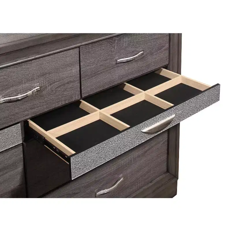 19 in.H Melamine Horizontal Dresser with 3 Drawers in Gray Finish