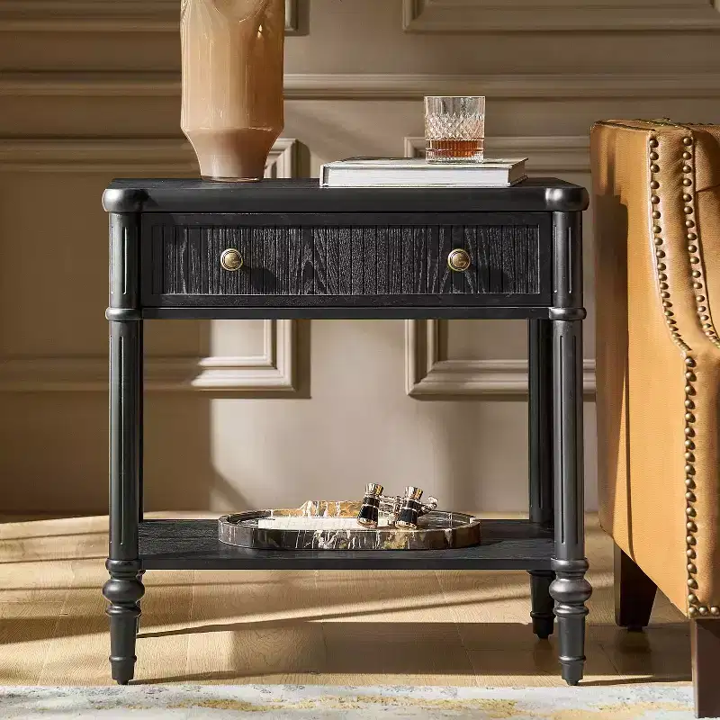 Godefroy 26 Tall 1-Drawer End Table | HULALA HOME-BLACK
