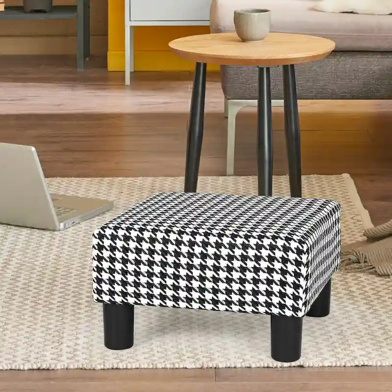Small Square Footstool Ottoman Modern Fabric Footrest Stool