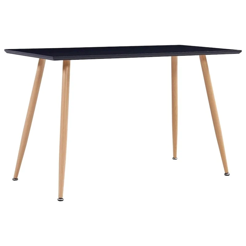 Black & Oak 6-Person Dining Table, MDF Top with Steel Legs