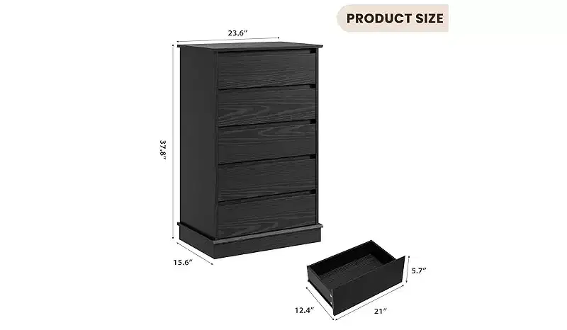 5-Drawer Chest of Drawers with Wide Top