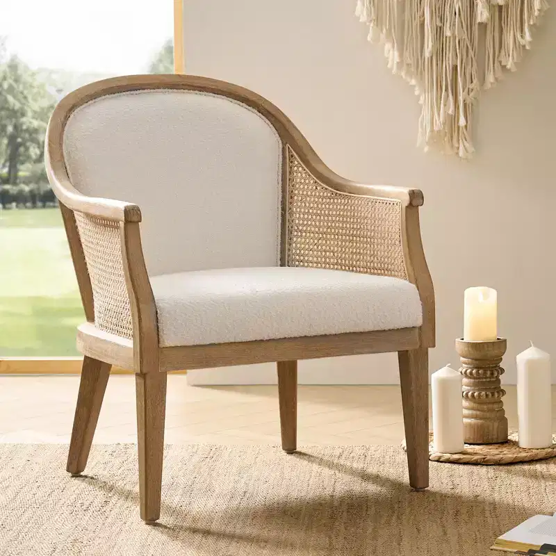 Gordon Farmhouse Rattan Solid Wood Armchair| HULALA HOME