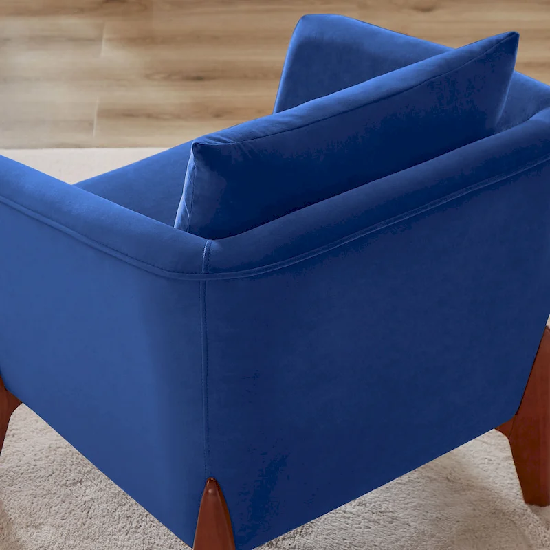 VANOMi 30.7 Inch Mid-century Modern Wide Upholstered Accent Armchair with Rubber Wood Legs