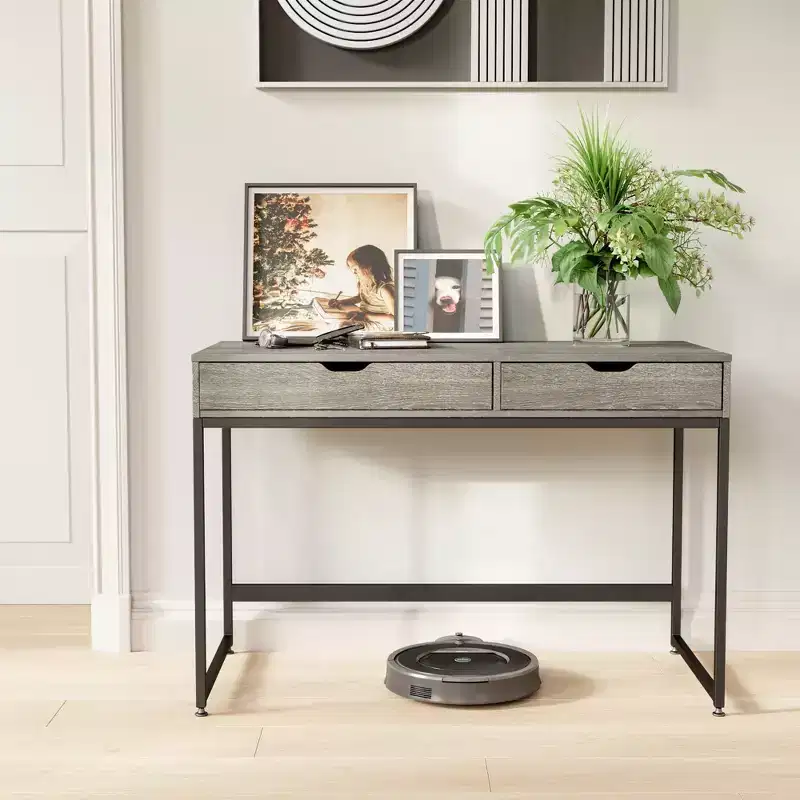 Bestier 43 inch Computer Desk with 2 Drawers, Small Writing Table with Metal Frame for Home Office