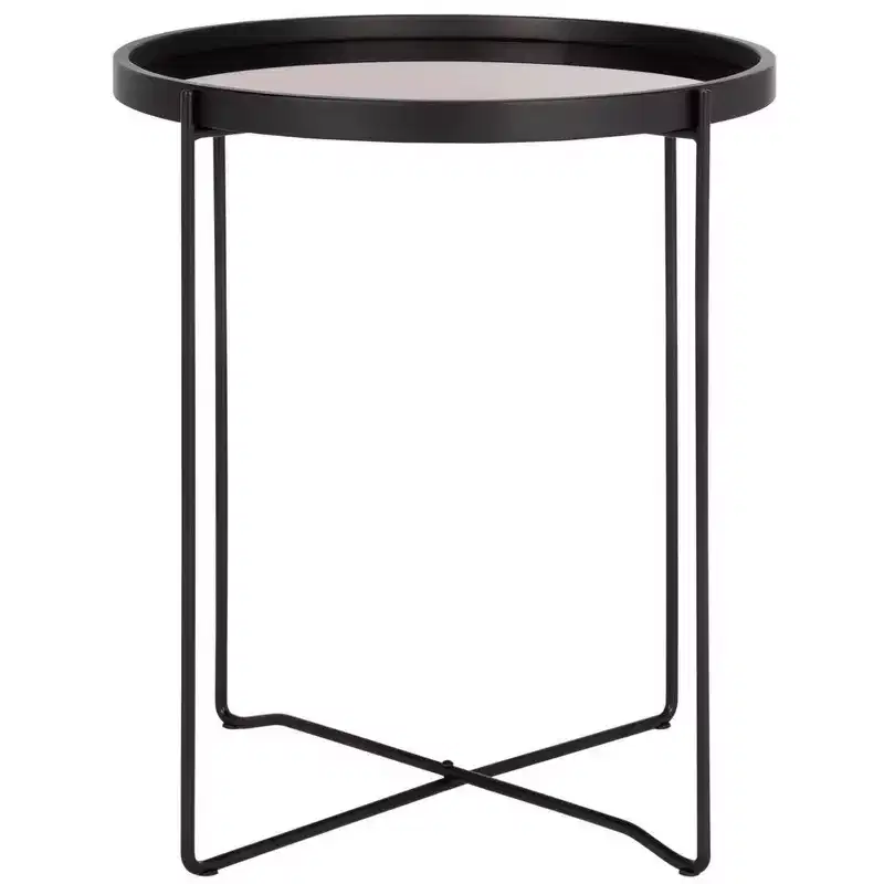 Small Round Tray Top Accent Table - Rose Gold/Black