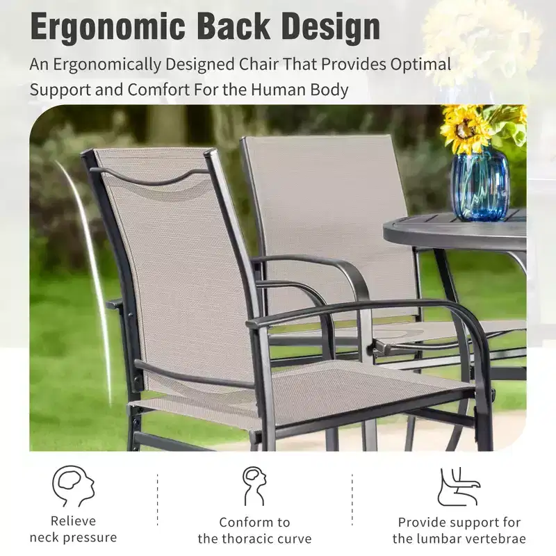 Captiva Designs 7pc Patio Dining Set with Slat-top Rectangle Table & Sling Fixed Dining Chairs