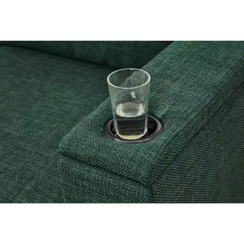 MAYEERTY 93.7 Modern Style Living Room Sofa Fabric Couch Square Arm Sofa with Cup Holder Upholstered Polyester Green