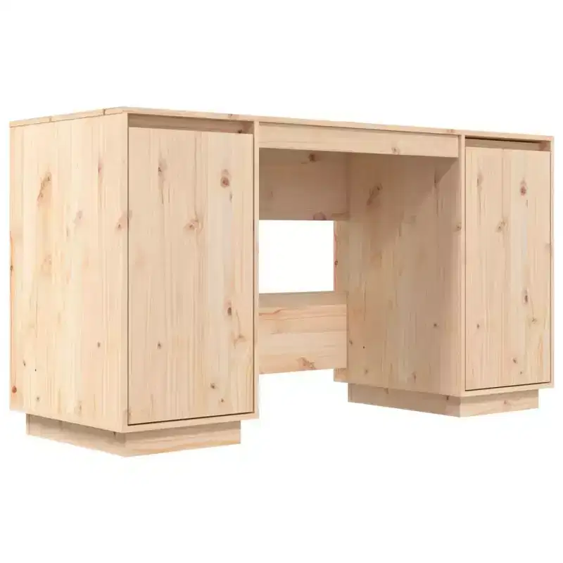 vidaXL Desk Natural Wood Solid Pine Wood Regular Desk Rectangular