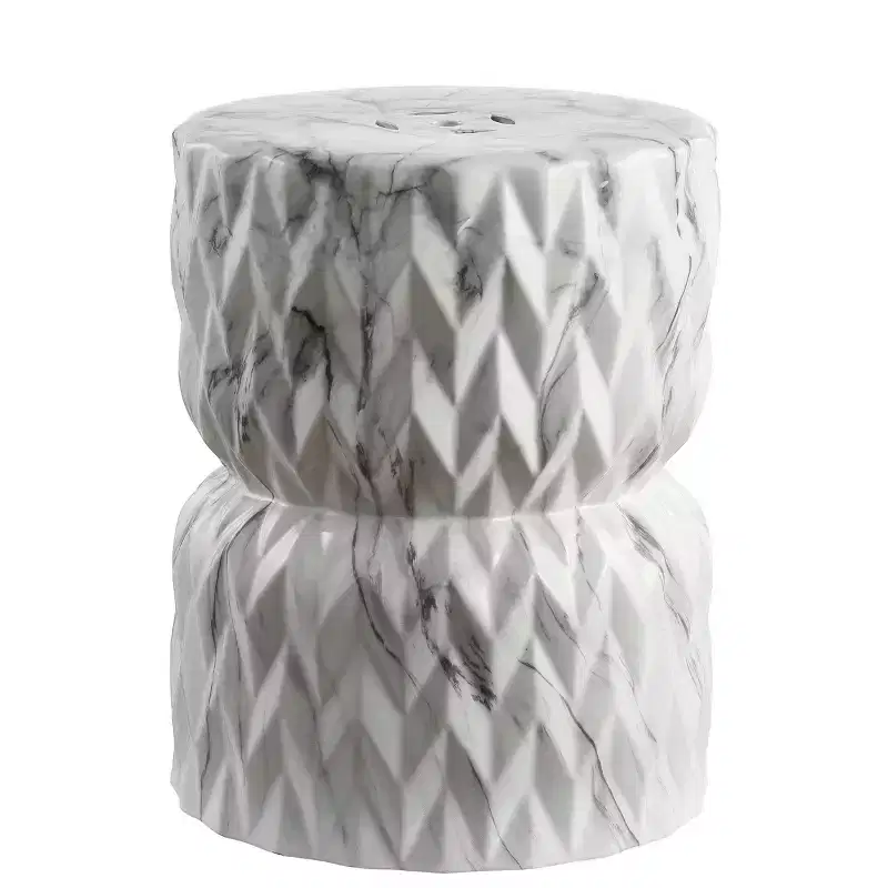 Chevron Drum Ceramic Garden Stool & Accent Table - 17.5