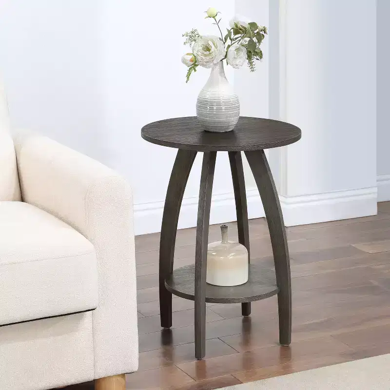 2-Tier End Table with Shelf, Scandinavian Mid-Century Modern Accent Furniture for Living Room