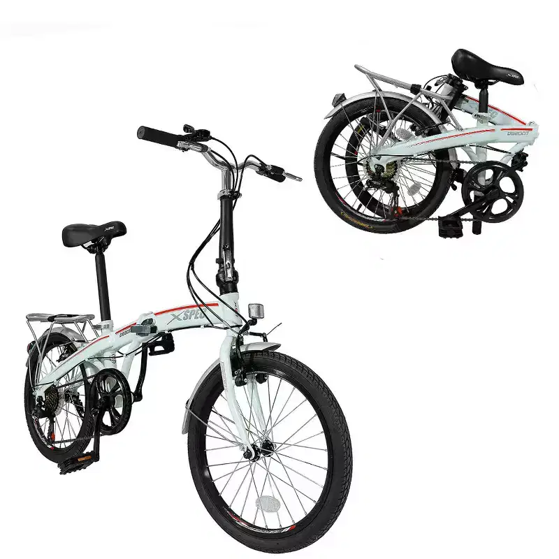 Xspec 20 7 Speed Folding Compact City Commuter Bike, White (NOT Electric)