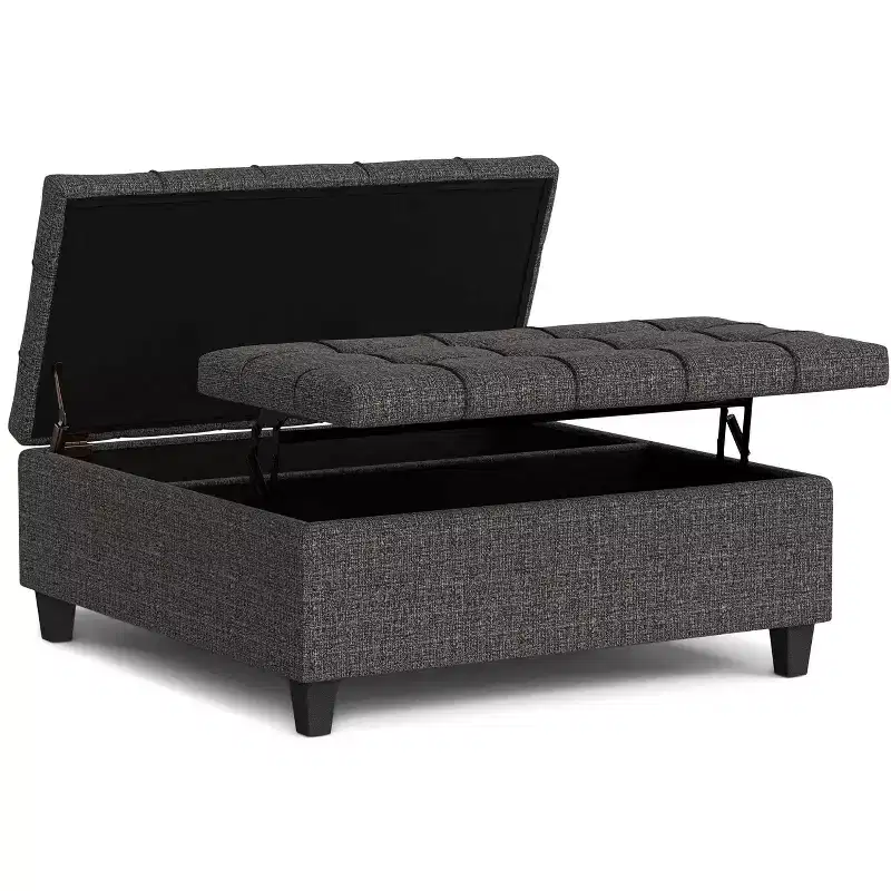 Elliot 40 inch Wide Transitional Large Square Coffee Table Storage Ottoman