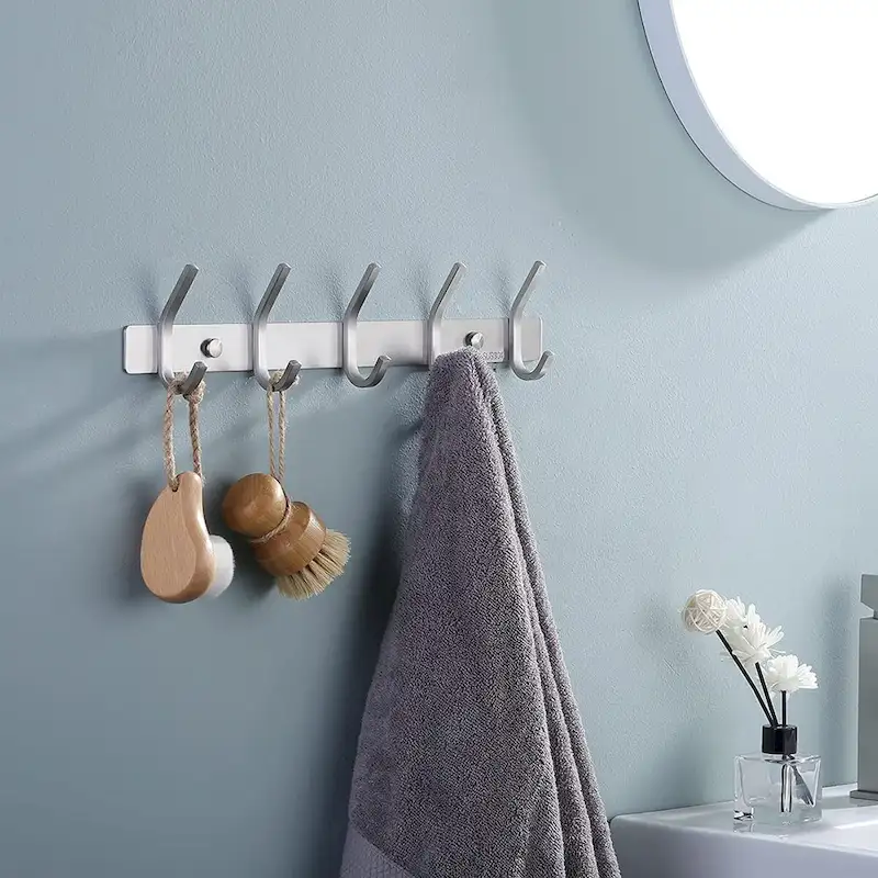 Bathroom Robe and Towel Hook Rack with 5 Hooks