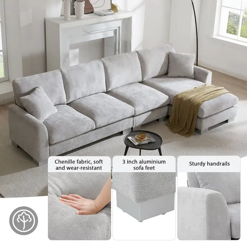 Rosita Modern L-shaped Sectional Sofa with Chaise Lounge by GDFStudio