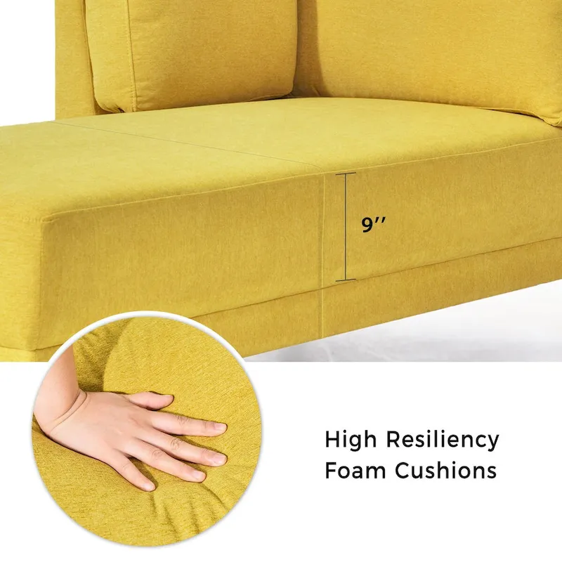 Mid-Century Modern Upholstered Chaise Lounge Sofa
