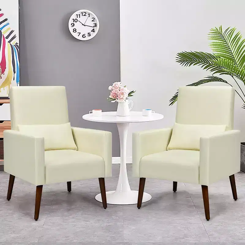 Costway Set of 2 Dual-use Upholstered Rocking Chair w/Pillow Light Grey\Beige