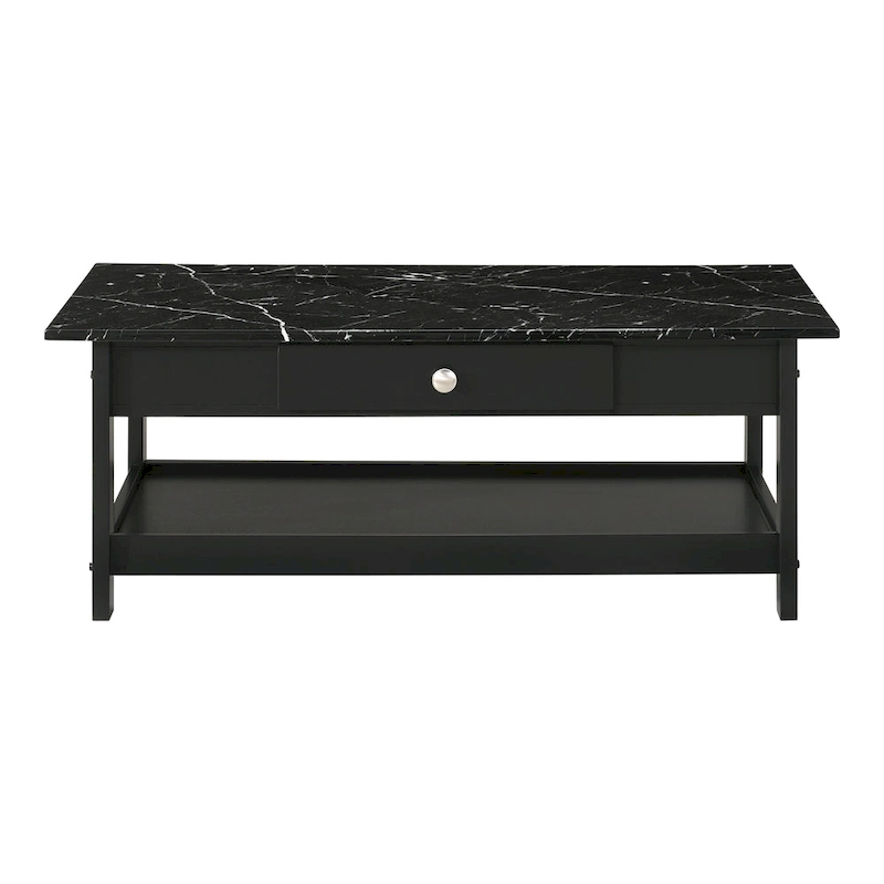 DH BASIC Transitional Rubberwood 3-Piece Open-Shelf Coffee Table and End Table Set with Drawer by Denhour