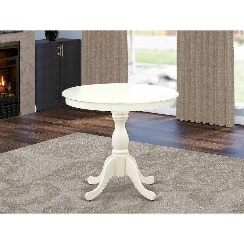 Round Wood Dining Table with Pedestal Base, 36x36 Inch (Multiple Finish Options)