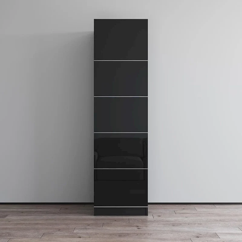 Wardrobe Armoire – Black / Grey / White, Glass Front, Matte Body, Contemporary Style