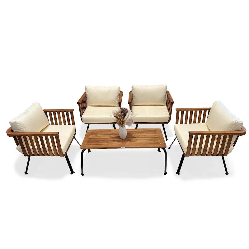 LuXeo Java Teak Deep Bowl Set - 4 Person