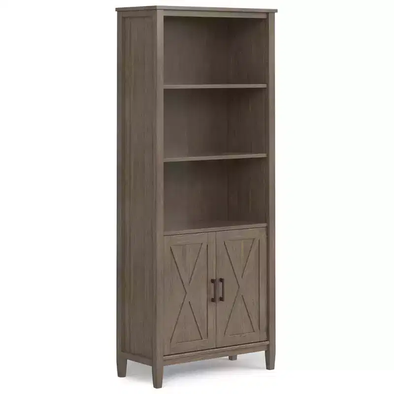 SOLID WOOD 72 inch x 30 inch Transitional Bookcase in Smoky Brown