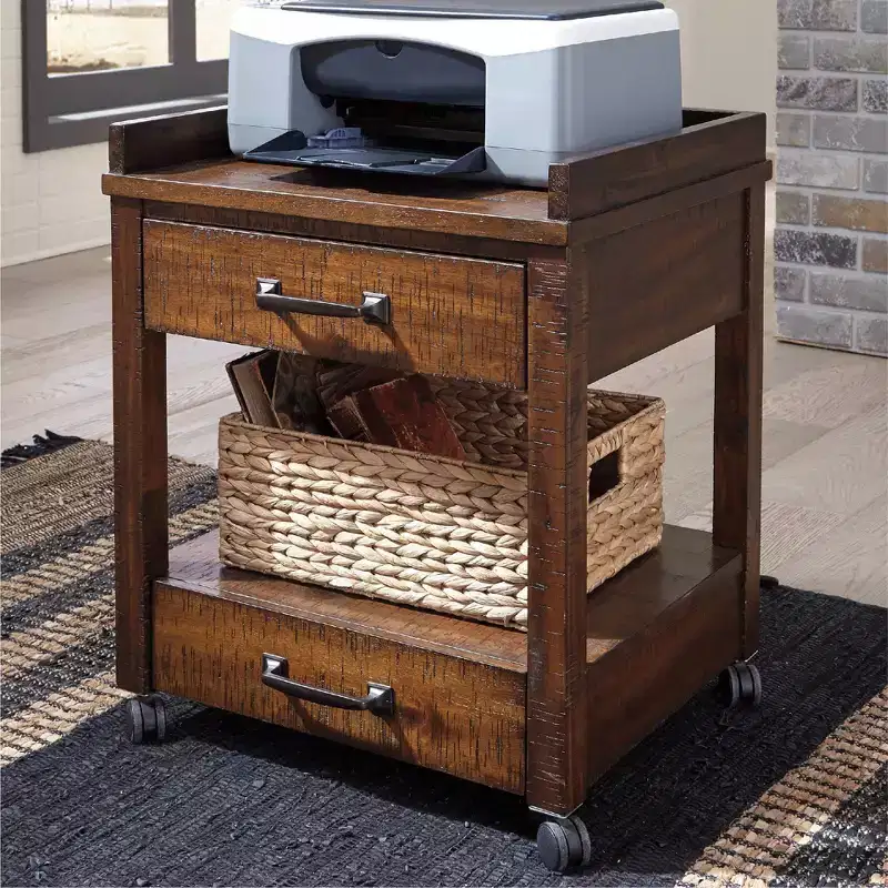Rustic Printer Stand with Drawers and Open Shelves