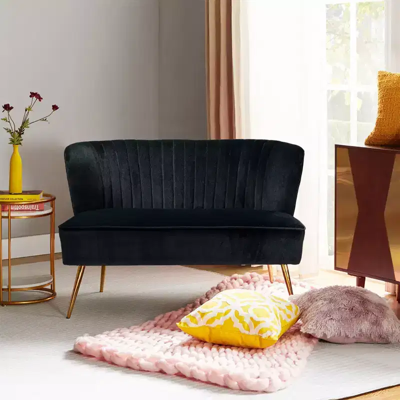 Velvet Nicolas Loveseat Chair Contemporary 2-Seater Sofa for Living Room and Bedroom Tufted Back Loveseat | Karat Home
