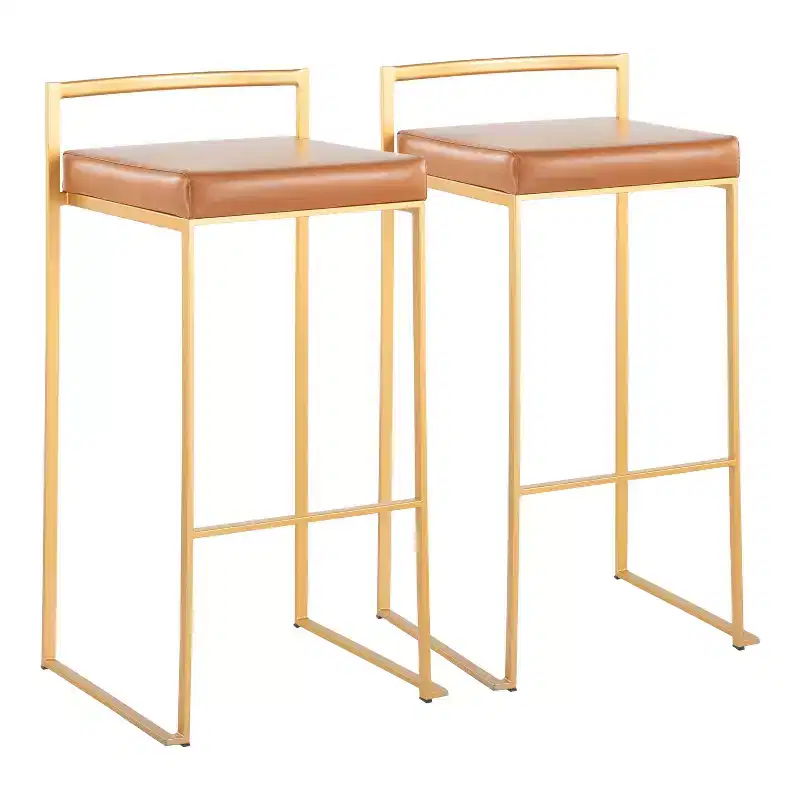 Fuji Stackable Barstools Leather/Steel