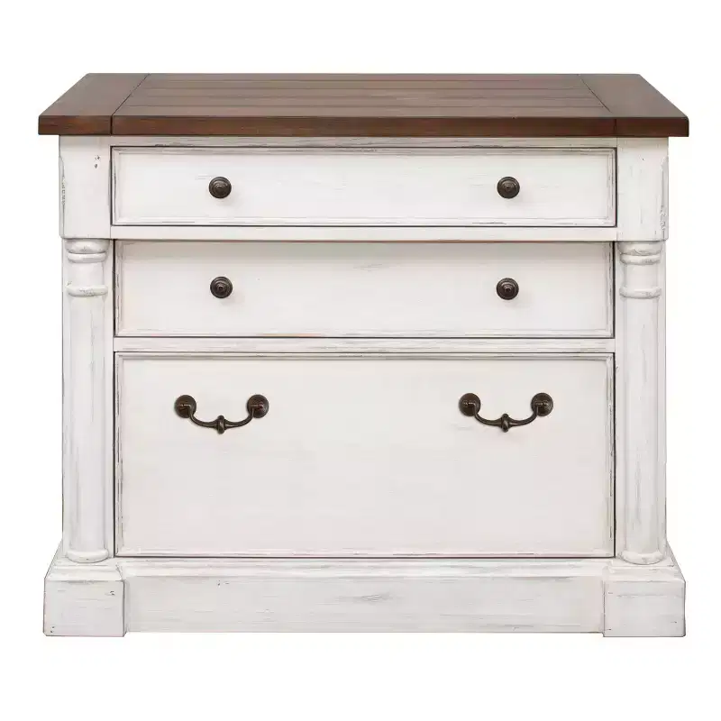 Durham File Cabinet White - Martin Furniture: Wood Lateral Storage, 3 Drawers, No Assembly Required
