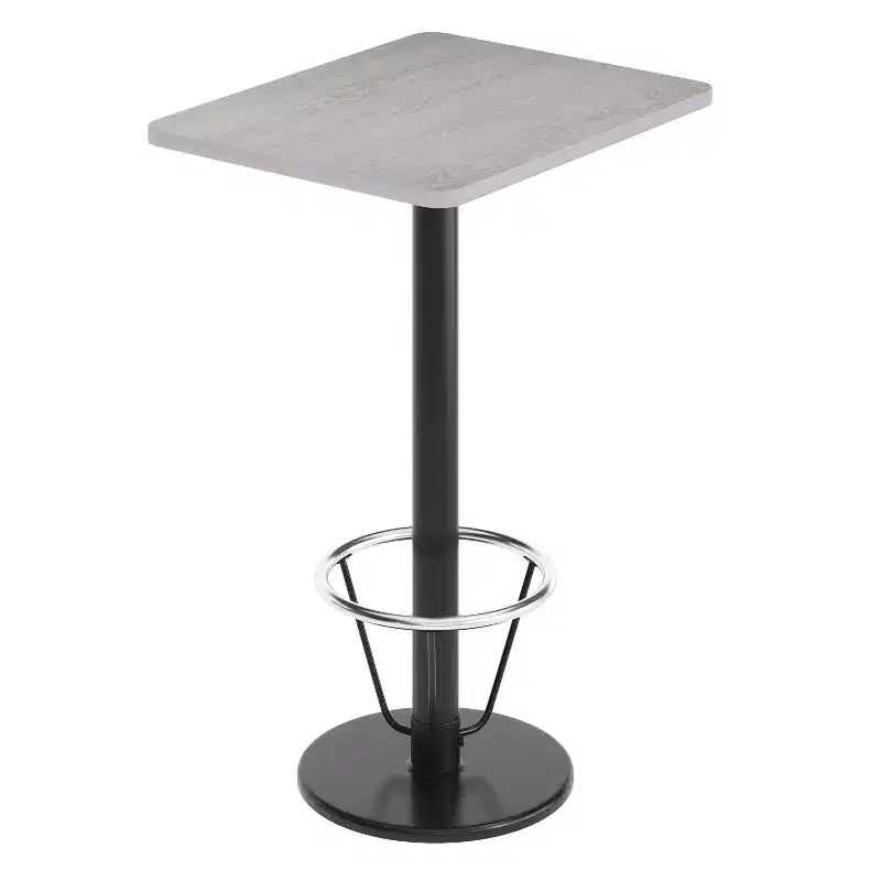 Flash Furniture 24'' x 30'' Rectangular Laminate Table Top with 18'' Round Bar Height Table Base and Foot Ring