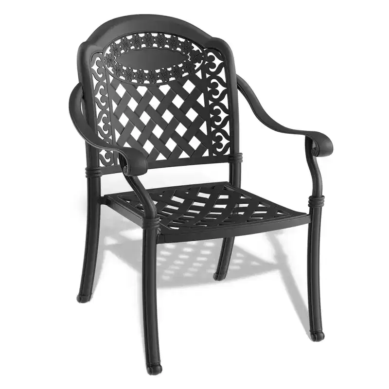 Set of 4 Cast Aluminum Patio Dining Chairs, Black Rust Resistant Frame with Water Resistant Cushions