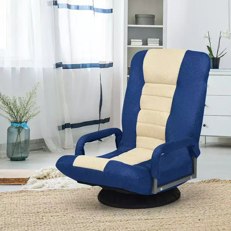 360-Degree Swivel Gaming Floor Chair with Foldable Adjustable Backrest