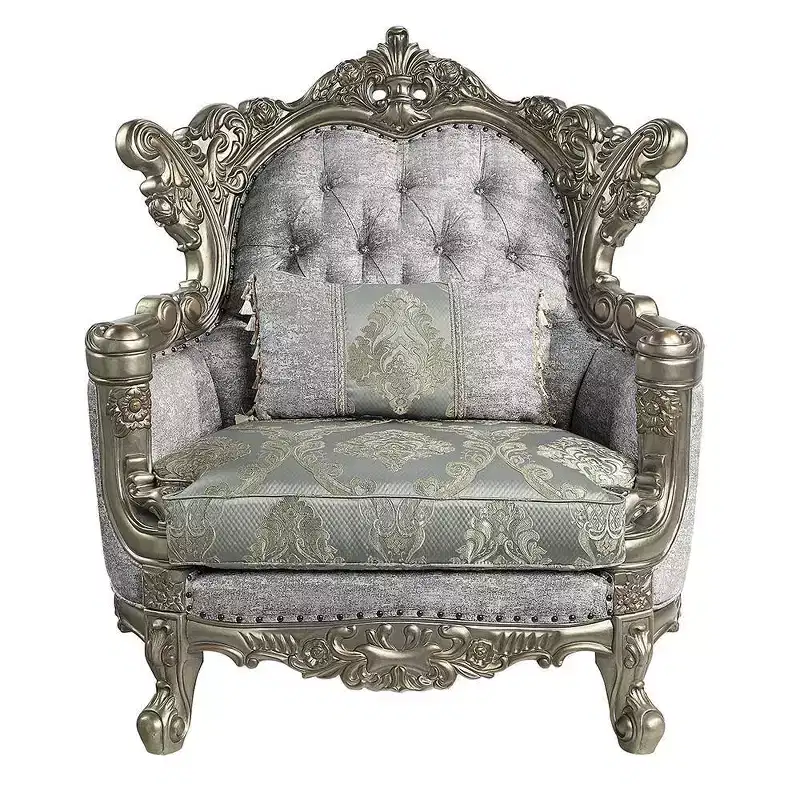 44.5" Miliani Accent Chair Fabric/Antique Bronze Finish