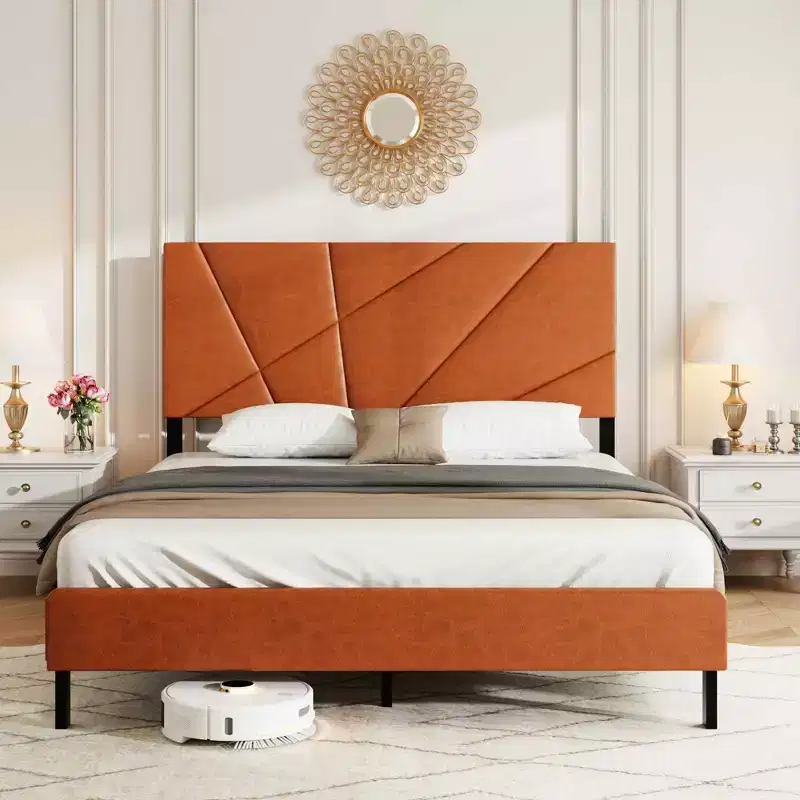 Full/Queen/King Size Metal Platform Bed Frame with Under-Bed Storage,No Box Spring Needed,Vintage Brown
