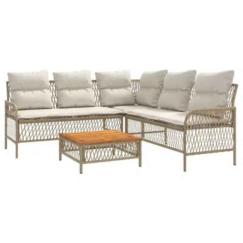 vidaXL Patio Sofa Set with Cushions Outdoor Furniture 2 Piece Poly Rattan