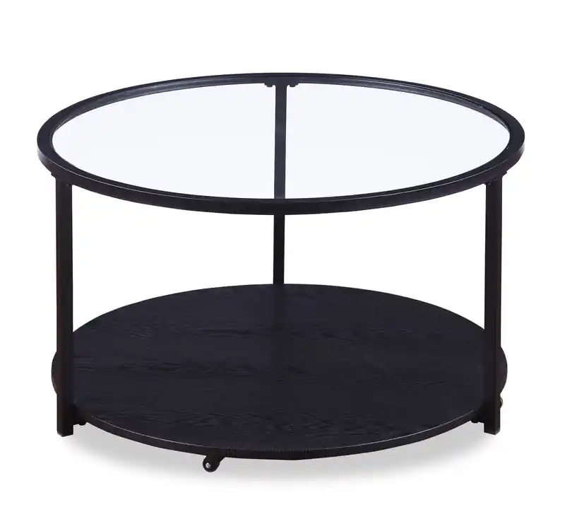 31.5 Modern Round Glass Top Coffee Table with Casters