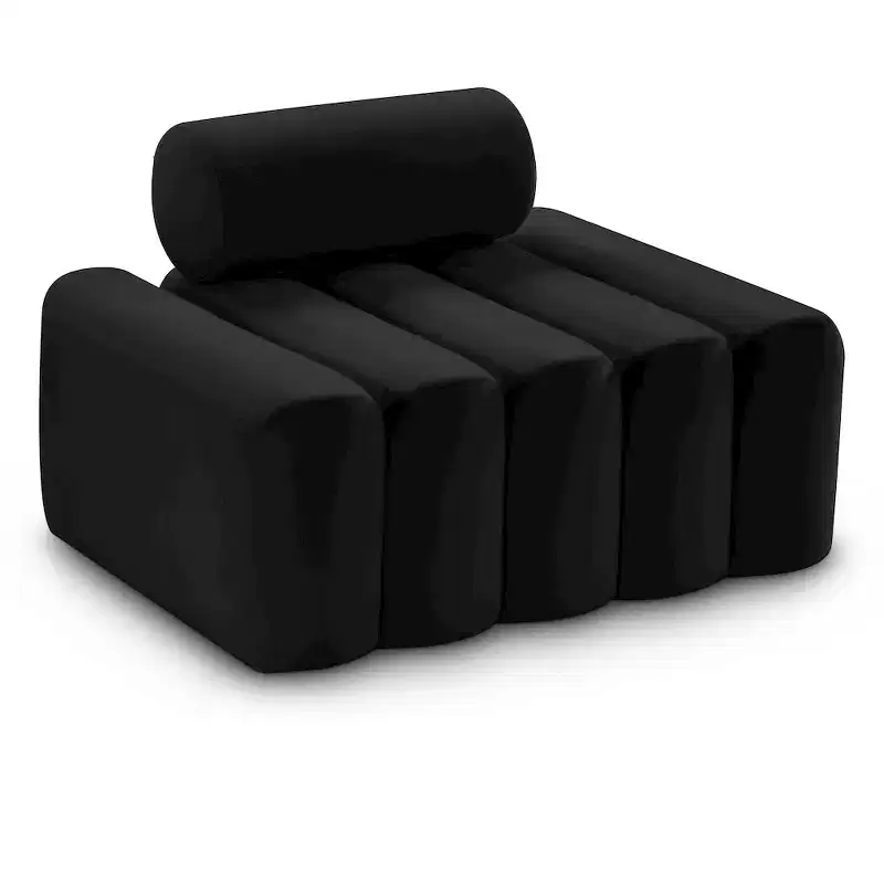 Velvet Accent Chair with Deep Channel Tufting, Contemporary Armless Design