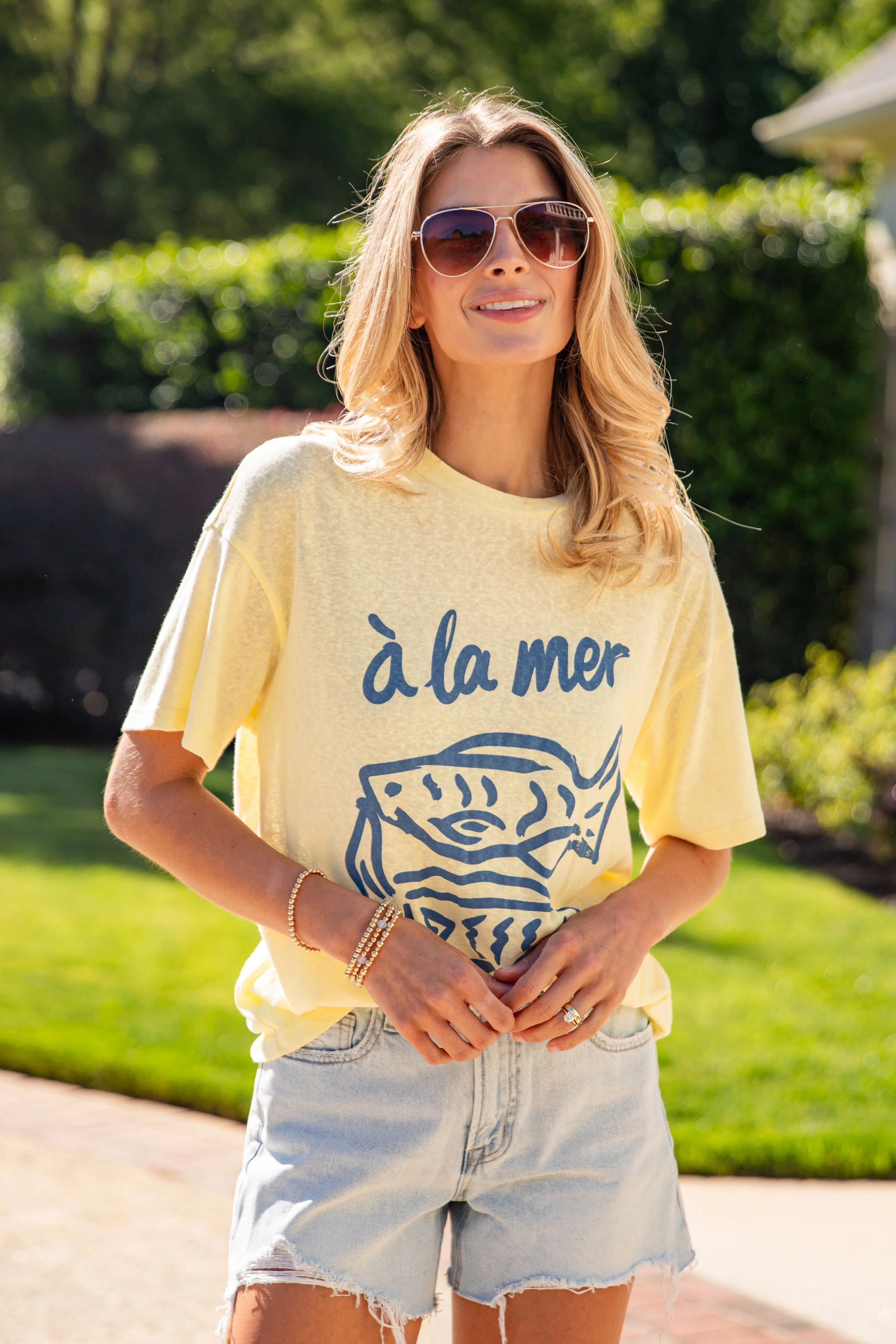 Yellow Graphic Crew Neck Short Sleeve Tee