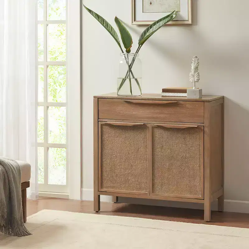 Christopher Knight Home Benjamin 34.25 H Cane-webbding Door Wood Storage Cabinet with Drawer and Shelf