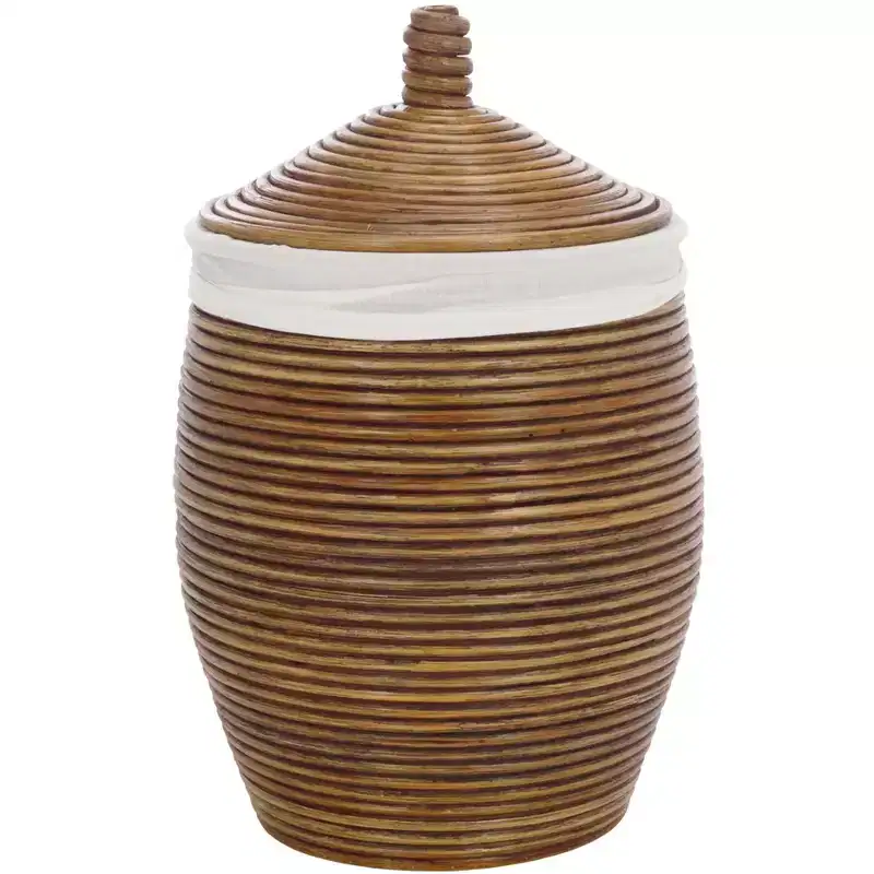 Mikkel Laundry Basket - HAC6503 - White/Honey Brown Wash - Safavieh