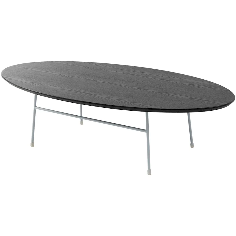 Modern Oval Accent Coffee Table with Powder-Coated Steel Frame for Living Room, Bedroom & Home Office