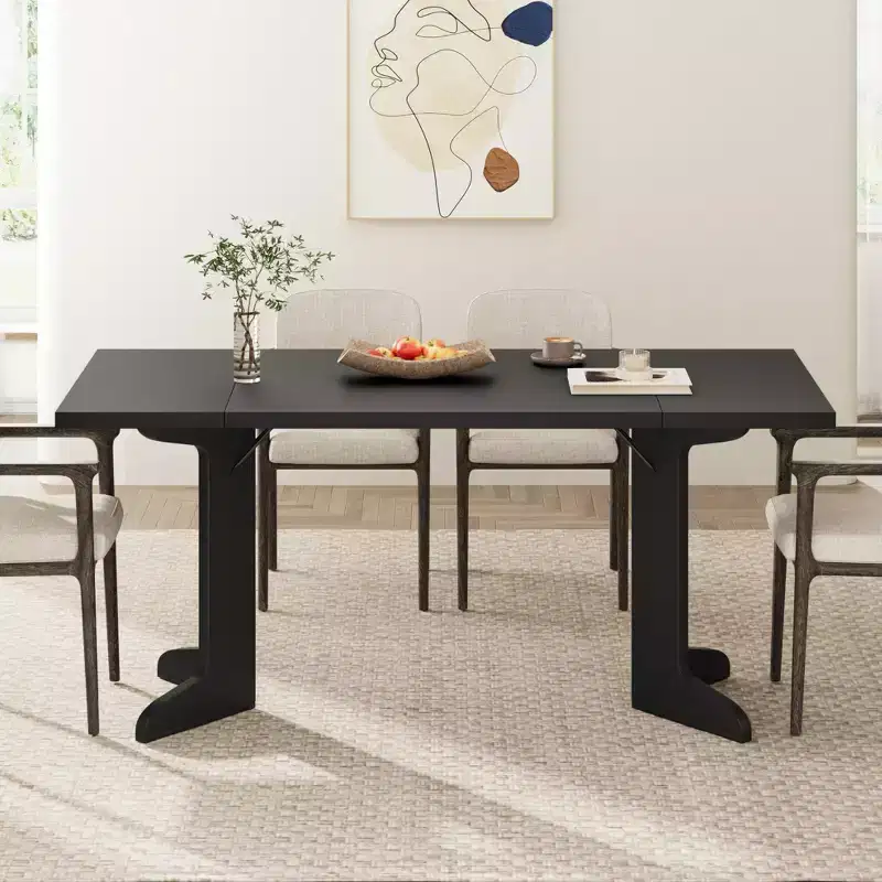 71 Large Dining Table for 6 to 8 People, Modern Dinner Table with Unique Wooden Legs, Rectangle Dining Table for Kitchen, Dining Room & Living Room