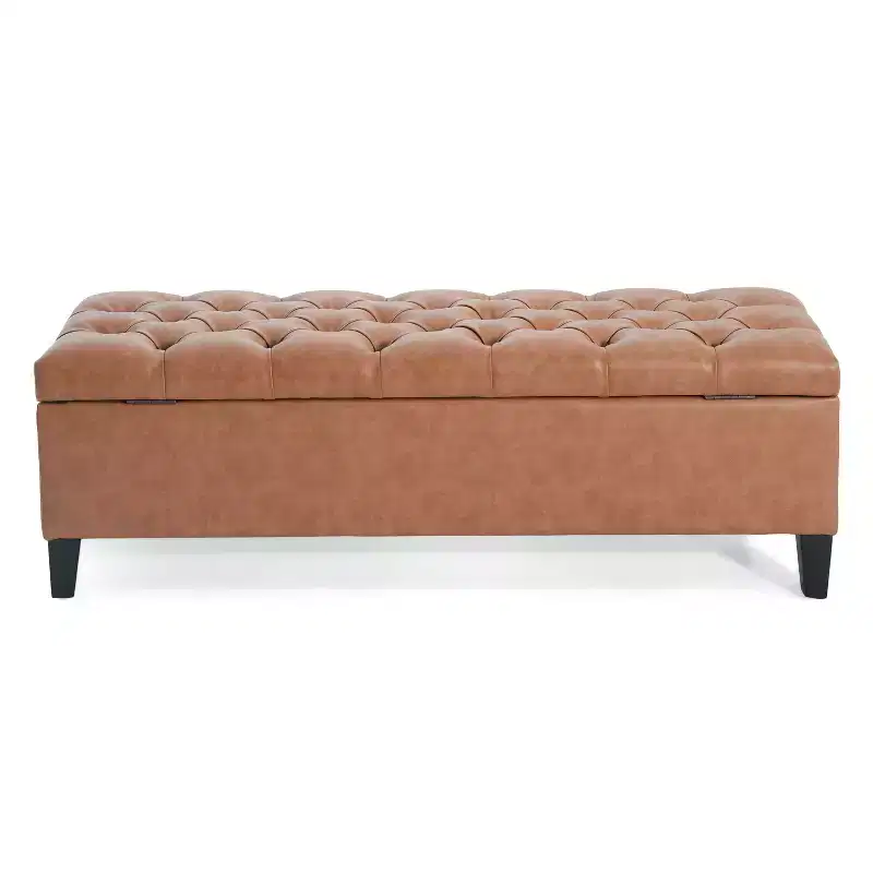 Christopher Knight Home Tartaglia Contemporary Faux Leather Upholstered Button Tufted Storage Ottoman