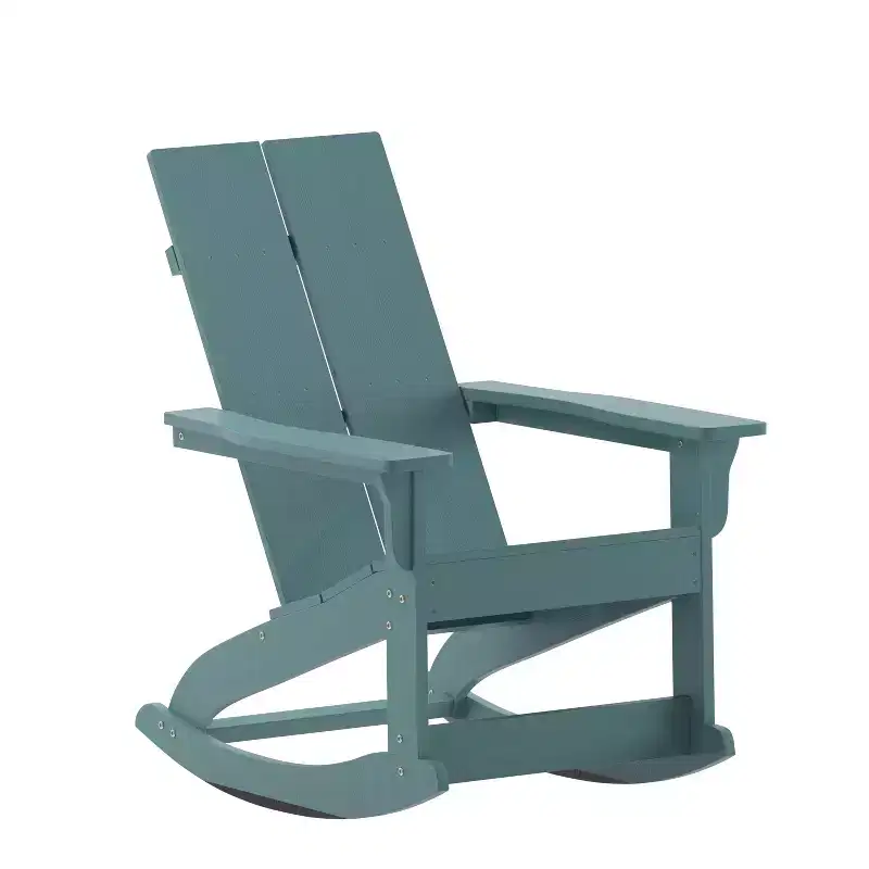 Merrick Lane Wellington UV Treated All-Weather Polyresin Adirondack Rocking Chair for Patio, Sunroom, Deck and More