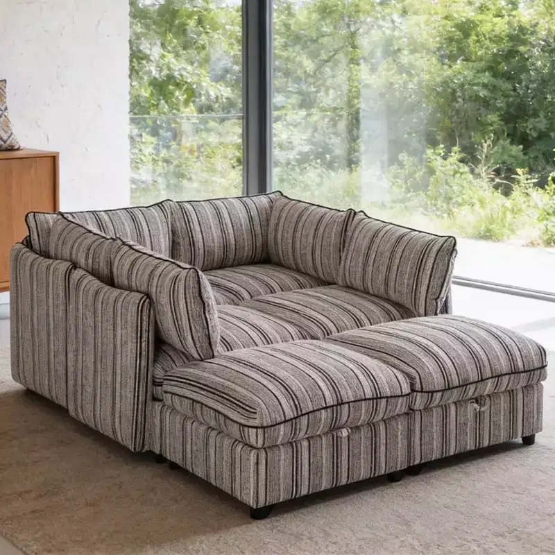 GDFStudio Jeju Modular 6 Piece Upholstered Storage 125'' U Sectional Sofa