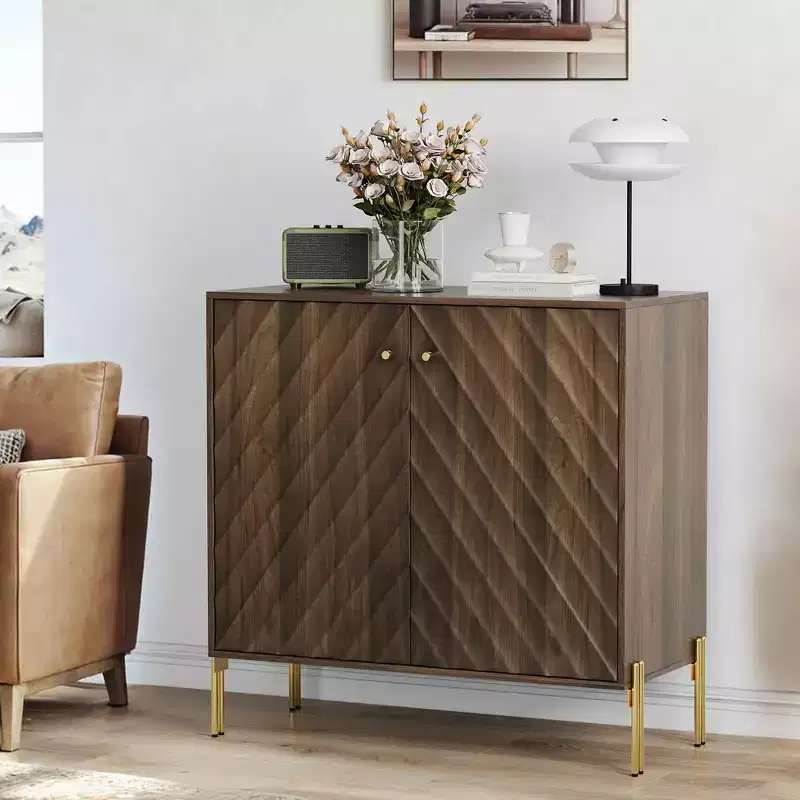 MAYEERTY Sideboard Storage Cabinet Mid-century Modern Style Storage Cabinets for Living Room Kitchen Brown