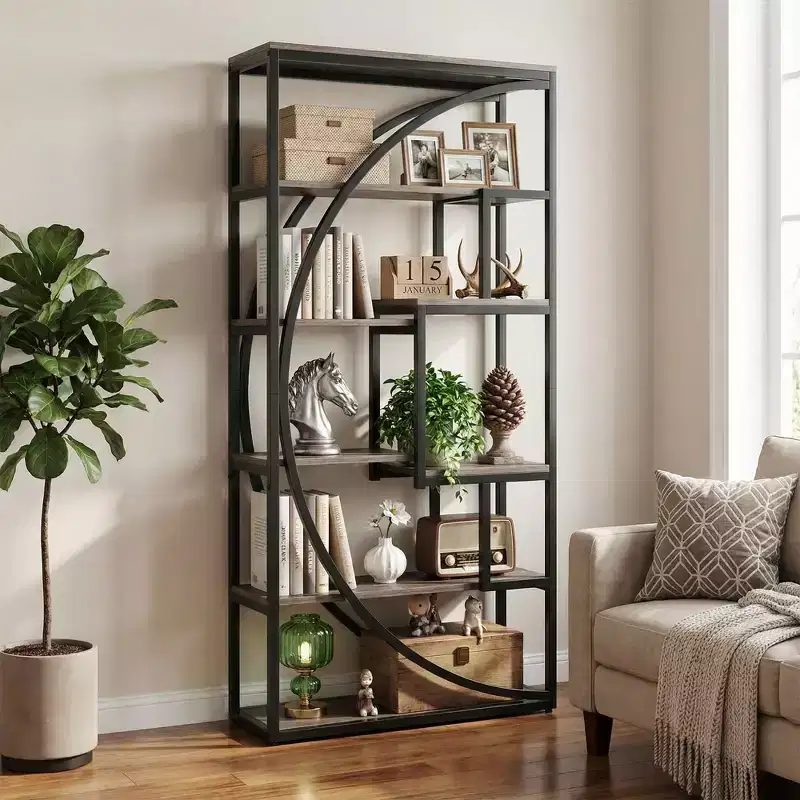 6-Tier Tall Open Storage Bookshelf, Space-Optimizing Display Rack for Home